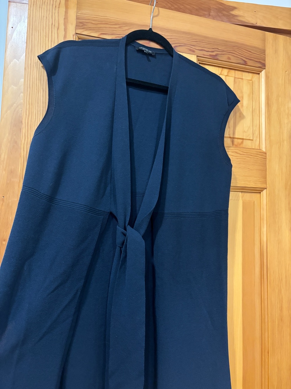 Lafayette 148 Navy Tie-Front Vest